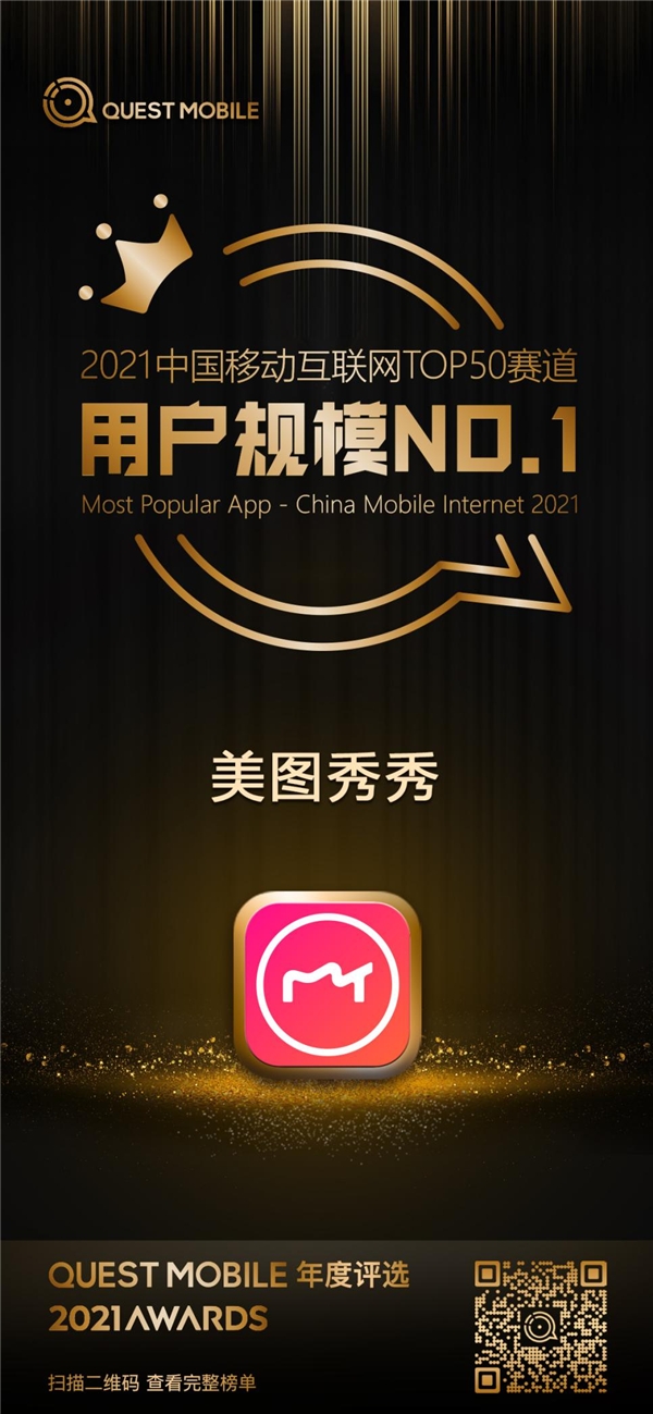 QM2021中国移动互联网实力价值榜发布，美图秀秀蝉联图片美化赛道第一