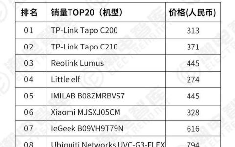 2022年7月欧洲电商市场安防摄像头品牌销量TOP10