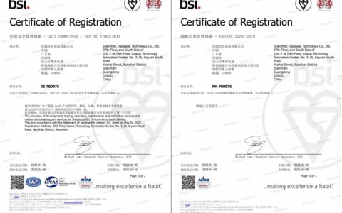 店匠科技正式通过 ISO/IEC27001与 ISO/IEC27701两项权威认证