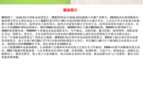 2023第十二届（杭州）全球美食食品电商新渠道博览会