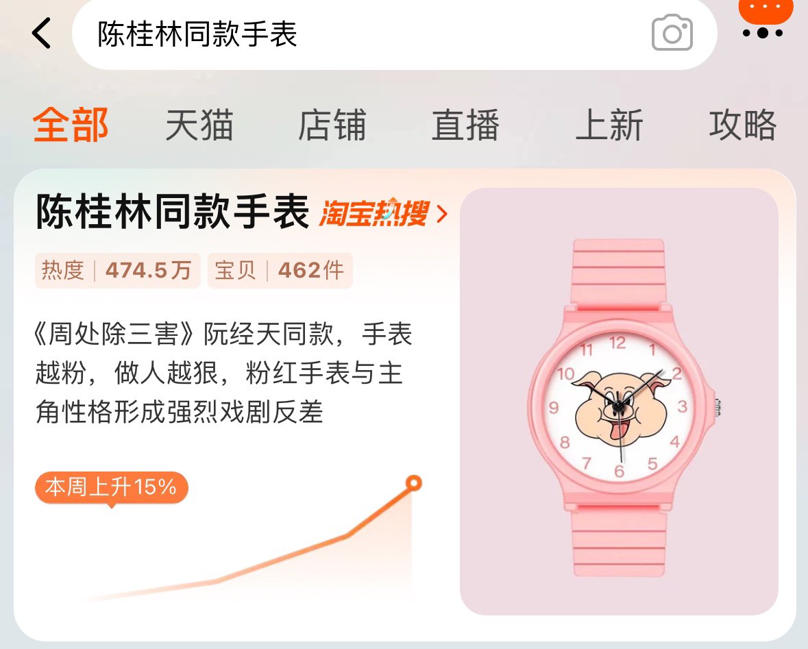 电影《周处除三害》带火粉色小猪表，同款手表登上淘宝热搜