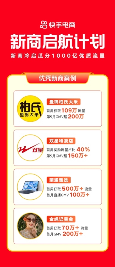 快手电商推出“新商启航计划”，全年千亿流量助力新商达成长