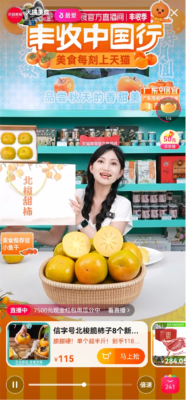 信宜北梭甜柿喜迎丰收，天猫美食助力“信字号”北梭甜柿“柿”力“出圈”走俏全国